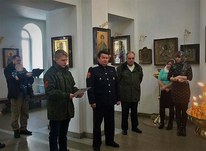 Принятие казачьей присяги Максимом Катковым